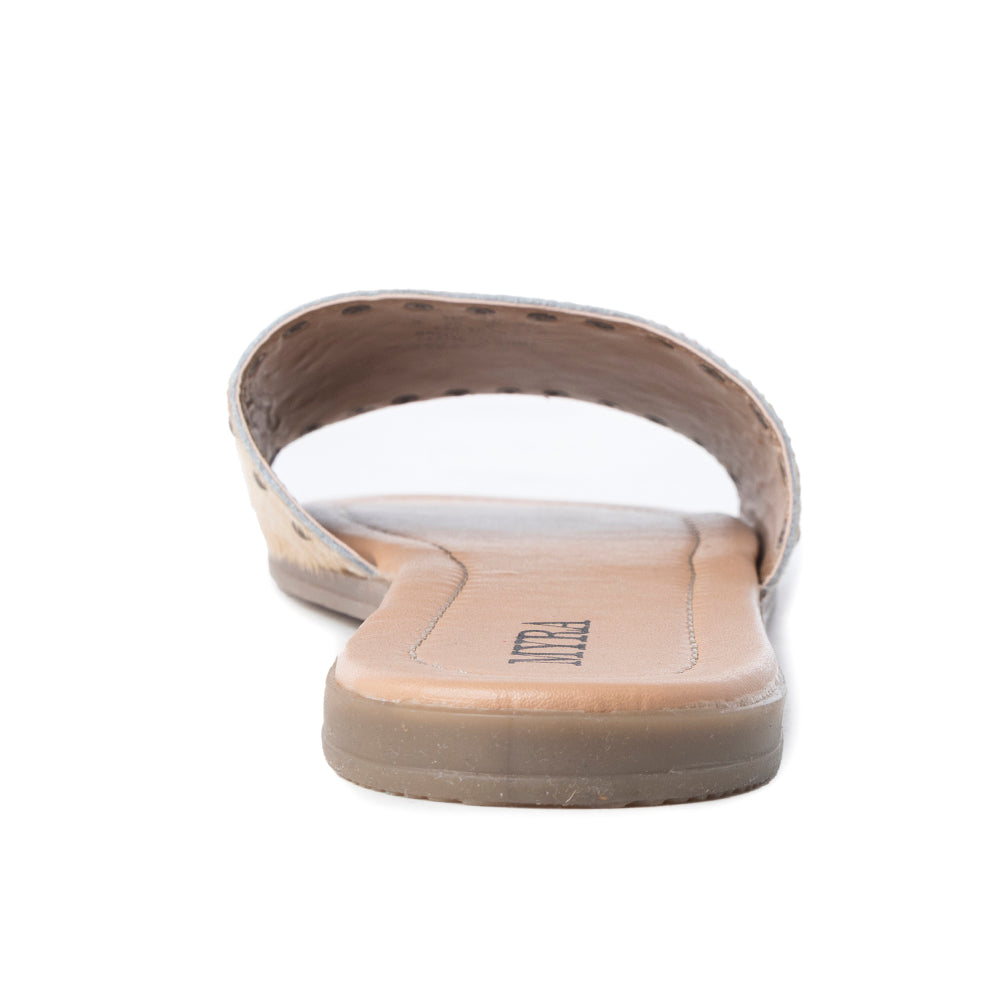 Tongs en cuir Myra Lettie Ridge à poils pour femme - Sandales à enfiler de style western avec semelle souple pour un confort décontracté