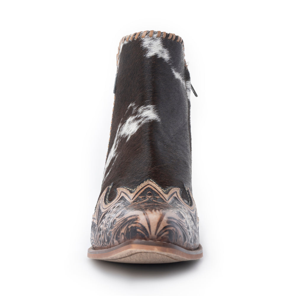 Bottes en cuir Myra Margie pour femmes - Bottines Hairon avec détails en cuir gravé à la main pour les couchers de soleil du Carnaval