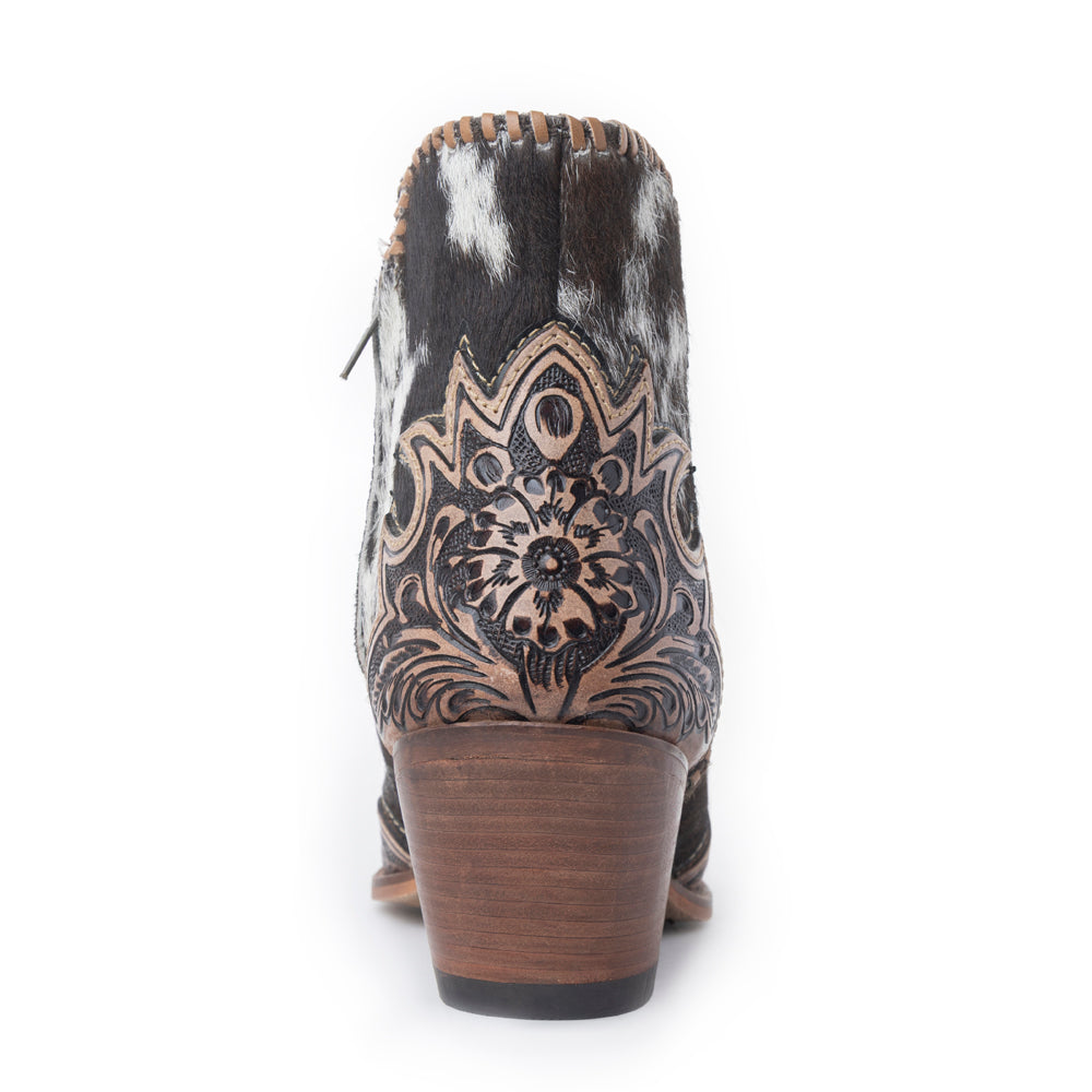 Bottes en cuir Myra Margie pour femmes - Bottines Hairon avec détails en cuir gravé à la main pour les couchers de soleil du Carnaval