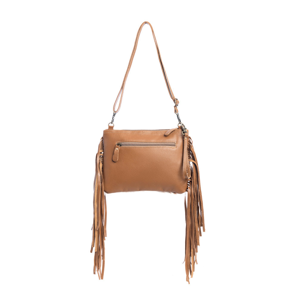Sac en cuir et poils Mescalaro Hill, couleur Caramel Chaleureux