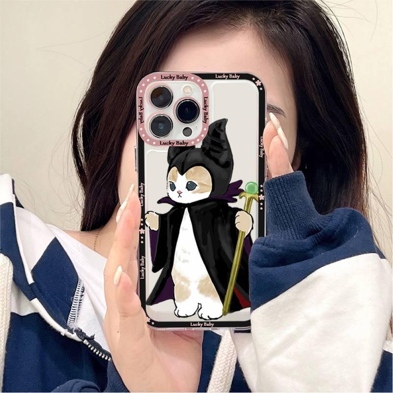 Coque de téléphone mignonne motif chat pour iPhone 11 12 13 Mini Pro Max 14 Pro Max Coque en forme de dessin animé Housse souple transparente Coque ultra fine flexible anti-rayures pour iPhone