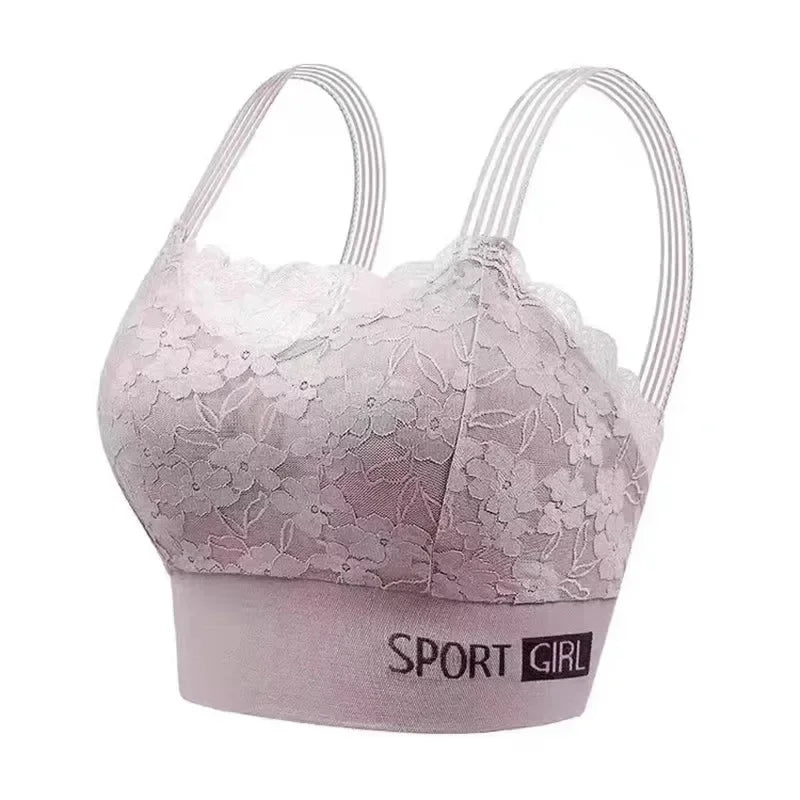 Soutien-gorge sexy en dentelle sans couture grande taille pour femme, confortable, respirant, dos nageur, gilet de sport, de nuit, haut de maintien enveloppant.