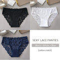 Lot de 3 slips de luxe en dentelle brodée florale pour femme, culottes sexy ajourées, lingerie féminine, sous-vêtements respirants pour femme