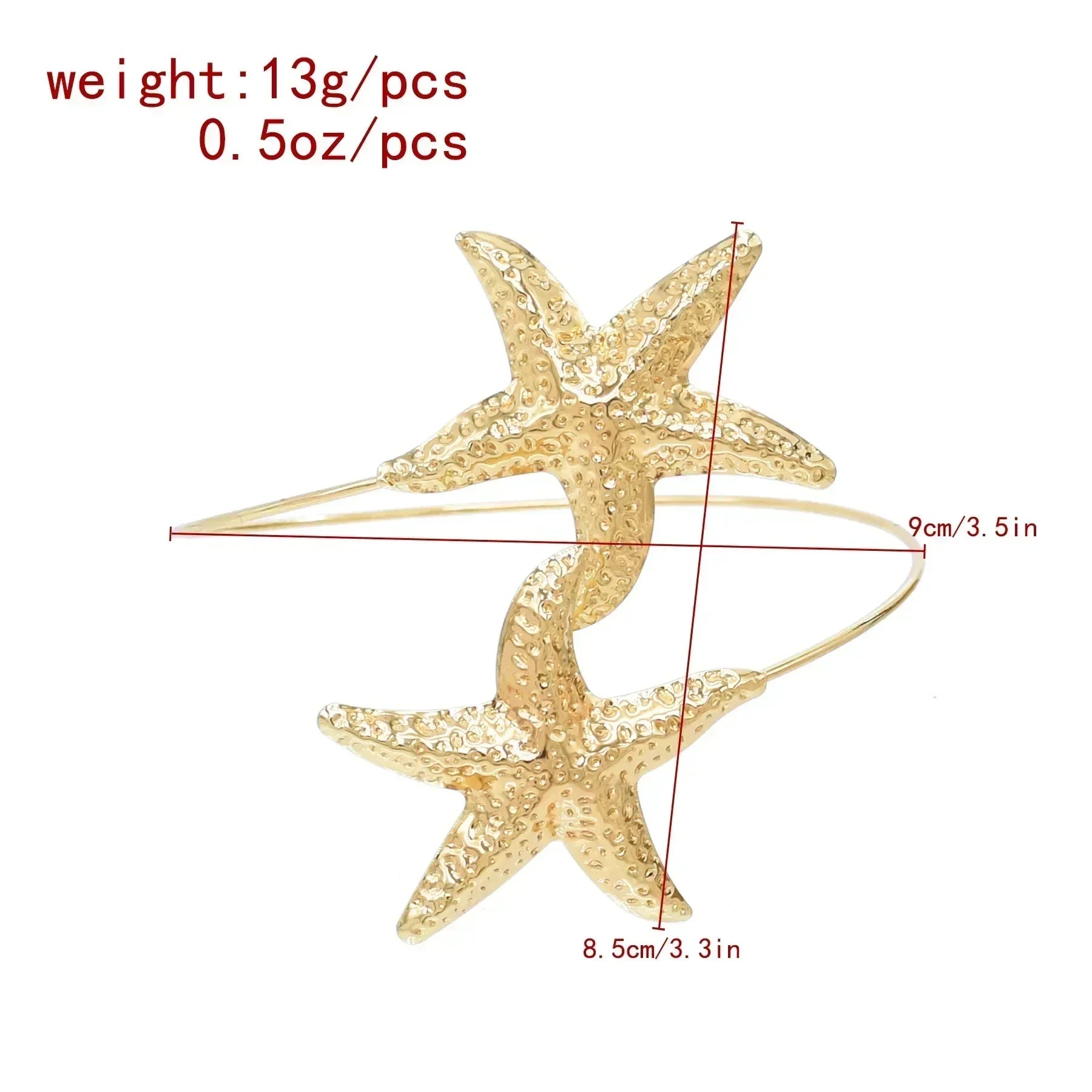 Nouveau bracelet de bras 2 étoiles de mer en alliage doré à la mode pour femmes, idéal pour l'été, la plage, les fêtes dansantes. Manchette, bracelets, accessoires de bijoux, cadeaux