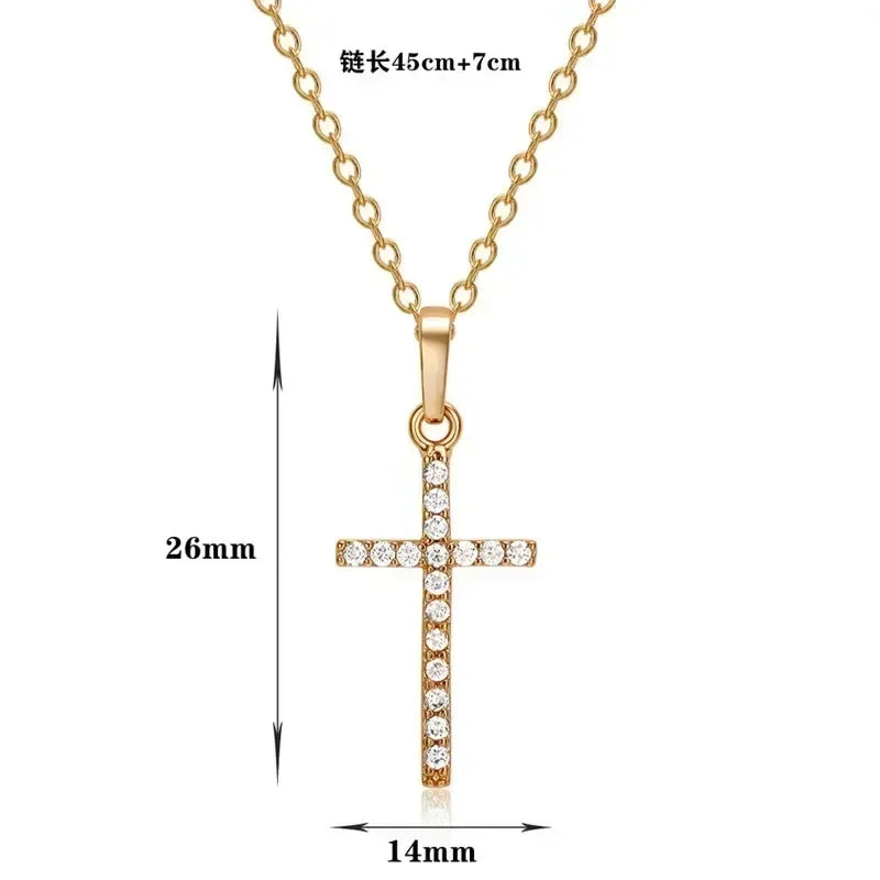 Collier pendentifs croix zircon luxe mode or clair couleur argent pour hommes femmes bijoux chaîne accessoire