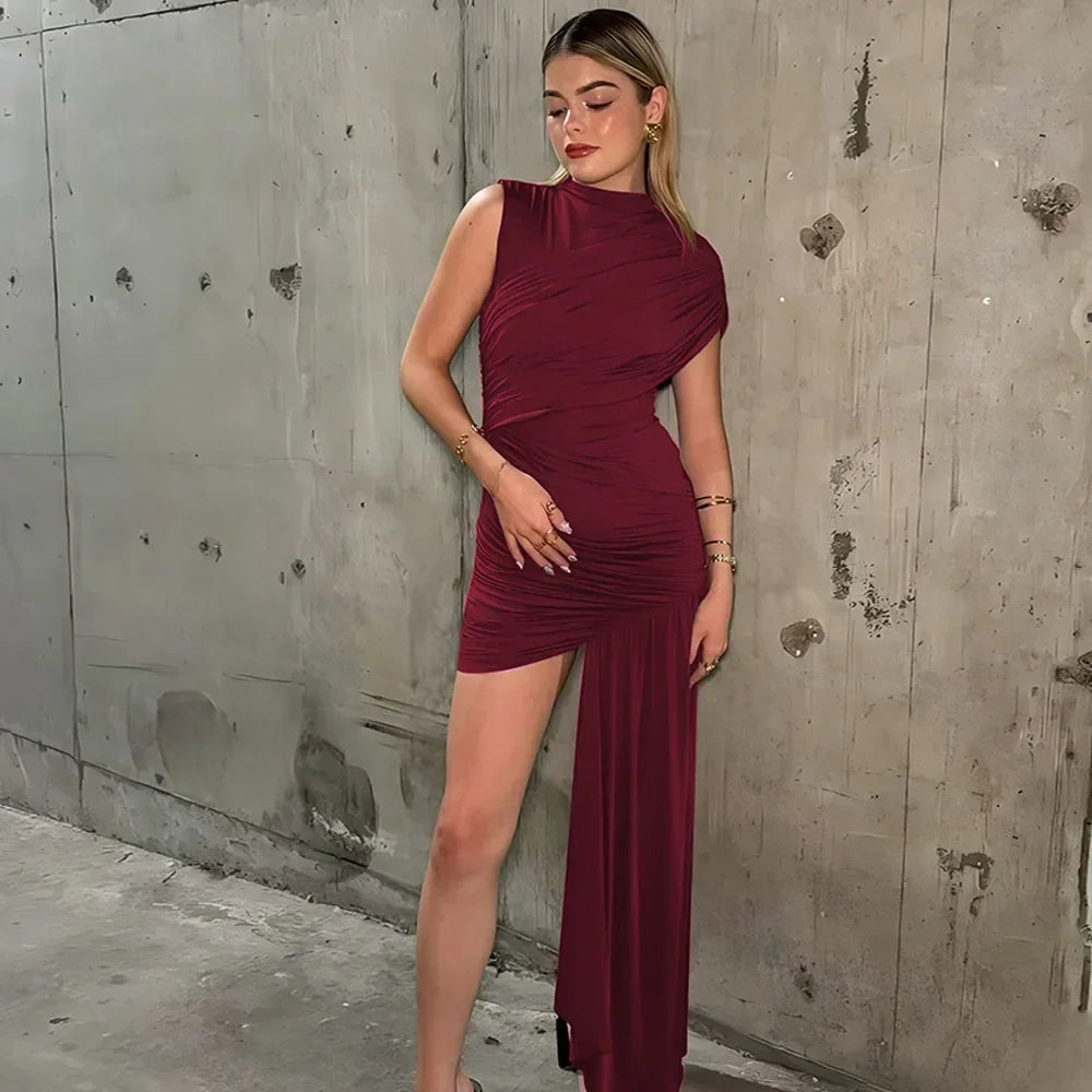 Robe Courte Plissée Irrégulière | Robe de Soirée à Franges - Femstylo