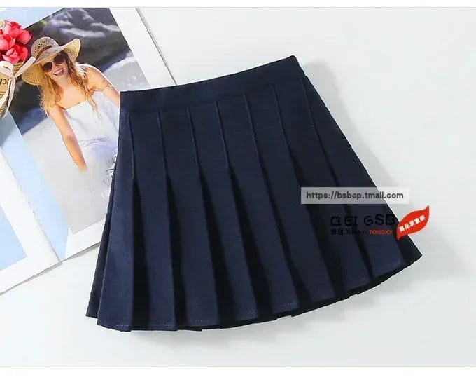 1 jupe plissée printemps-été pour filles, jupe trapèze élastique pour étudiantes, jupes JK style collège pour enfants, jupes courtes mode pour enfants