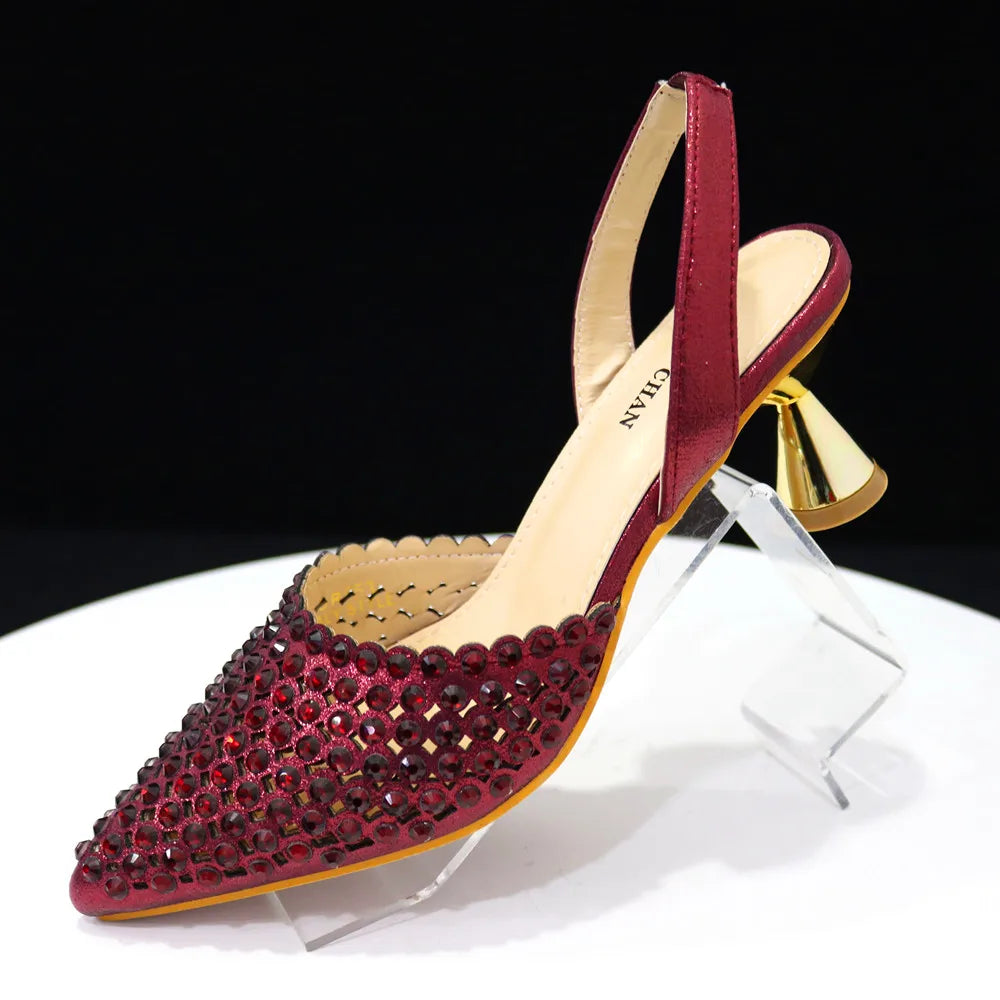 Nouvel ensemble chaussures et sac motif diamant