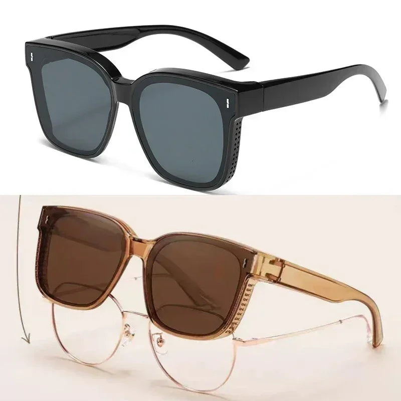 Lunettes de soleil polarisées Fashion Square à clipser pour lunettes de vue, portables, pour hommes et femmes, vintage, pour la pêche et la conduite