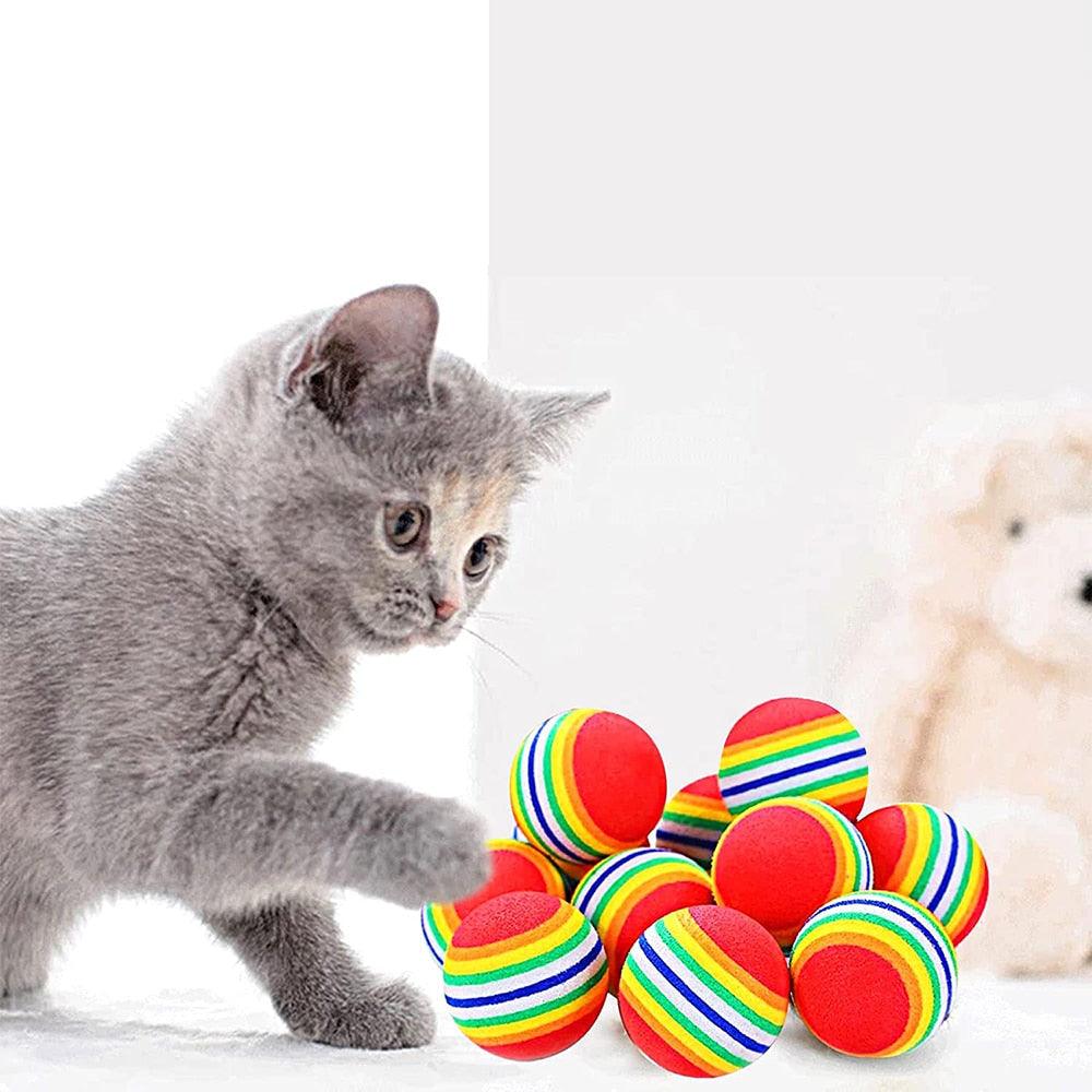 Jouet interactif pour chat, balles arc-en-ciel amusantes pour chatons, jouets amusants pour animaux de compagnie en matériau sûr, jouet créatif pour chat, balle élastique pour animal de compagnie.