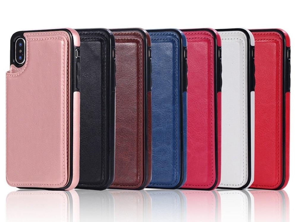 Étui portefeuille en cuir rétro avec porte-cartes pour iPhone 11 12 13 14 Pro Max Mini Housse portefeuille en cuir PU pour iPhone 11
