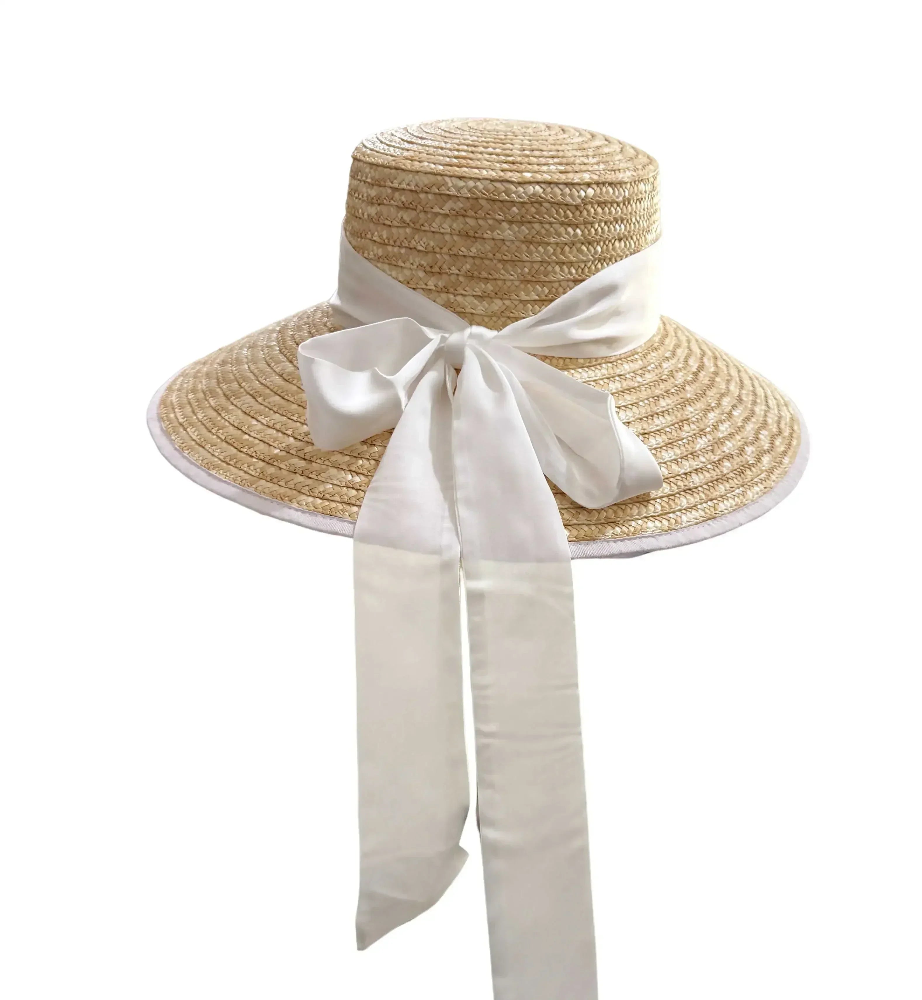 Chapeau de paille d'été élégant pour femmes, chapeau de soleil de voyage en bord de mer style Hepburn à large bord