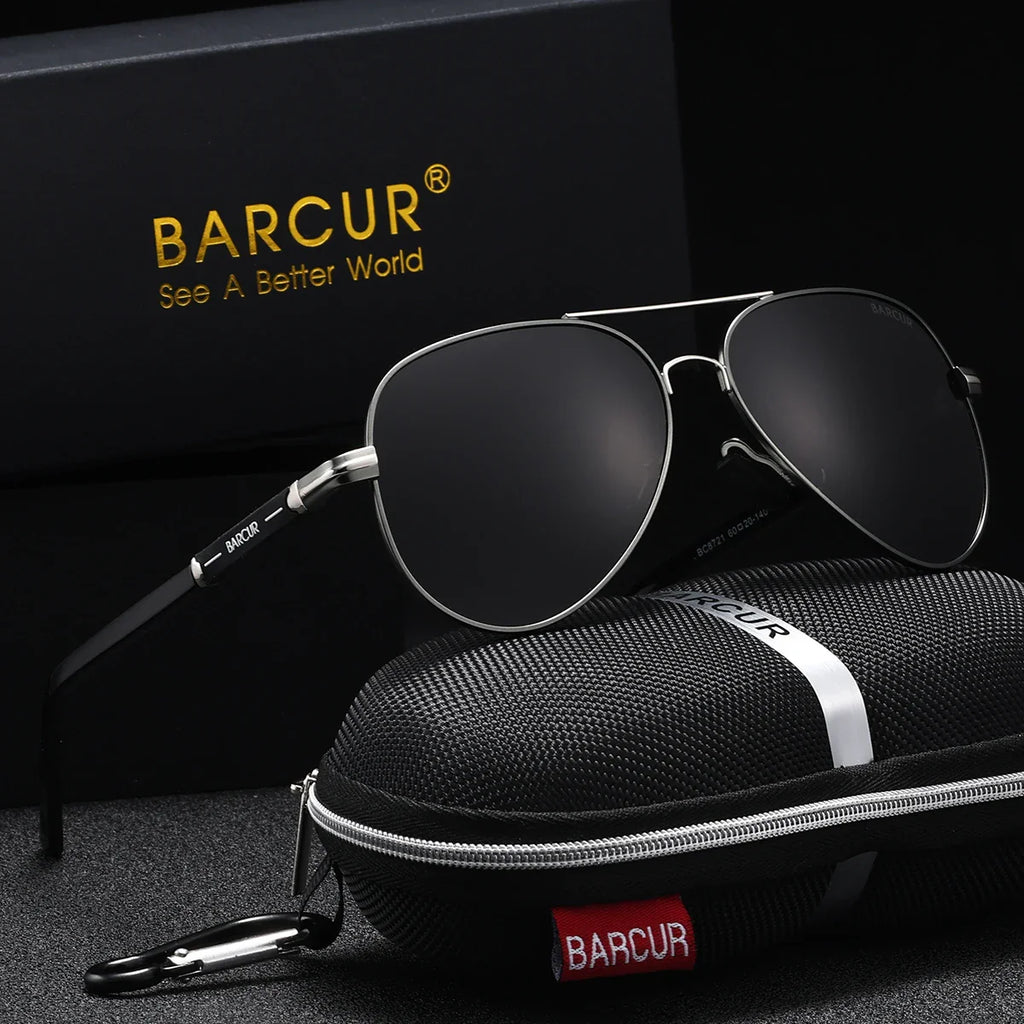 BARCUR Lunettes de soleil Rétro Chic Hommes Mode Surdimensionnées Style Aviateur avec Verres TAC Miroités Monture en Acier Inoxydable Durable pour la Randonnée les Sports de Plein Air et la Protection Solaire pour l'Été