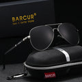 BARCUR Lunettes de soleil Rétro Chic Hommes Mode Surdimensionnées Style Aviateur avec Verres TAC Miroités Monture en Acier Inoxydable Durable pour la Randonnée les Sports de Plein Air et la Protection Solaire pour l'Été