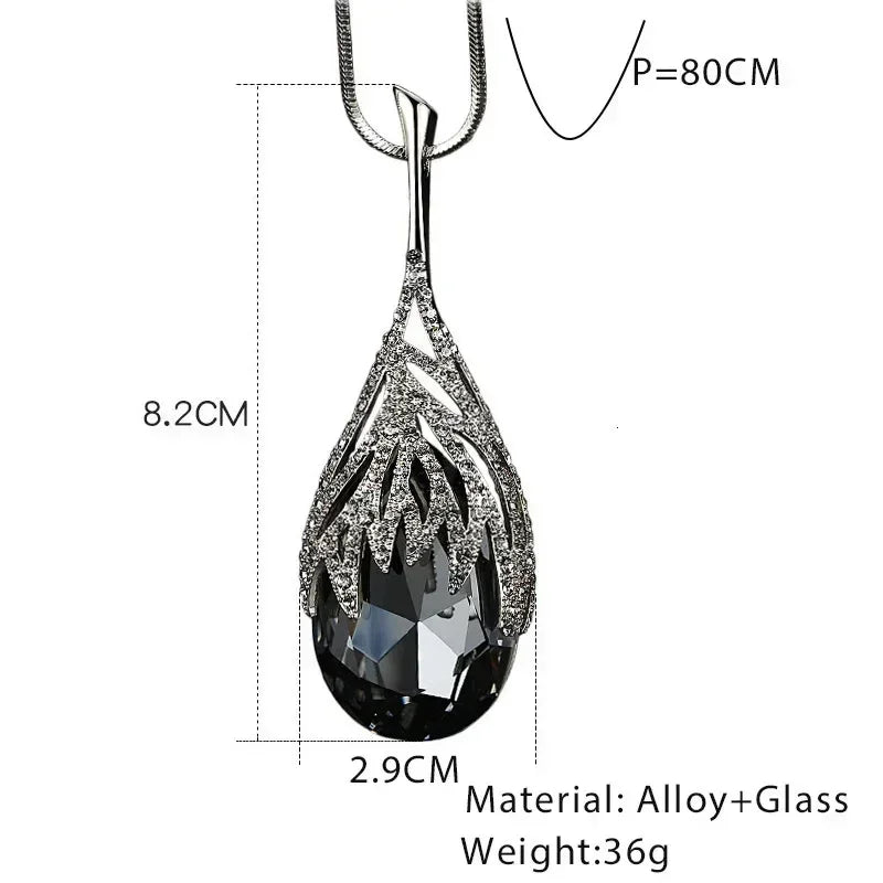 Nouveauté Colliers Longs pour Femmes 2024 Mode Ras du Cou en Cristal Gris Collier Femme Colliers et Pendentifs Tendance Accessoires