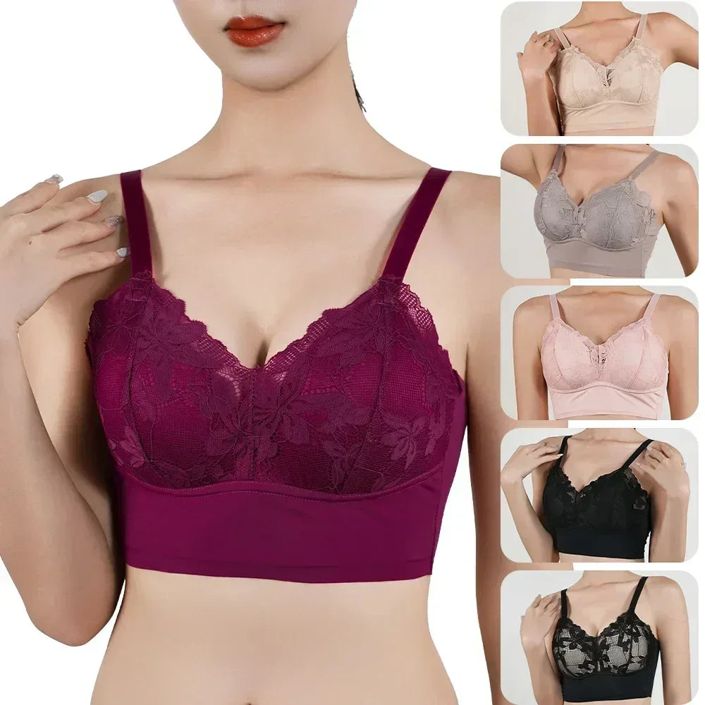 Soutien-gorge sans armature en dentelle grande taille pour femmes, bonnet B-C, couverture complète, fin, ajustable, soutien-gorge de poitrine