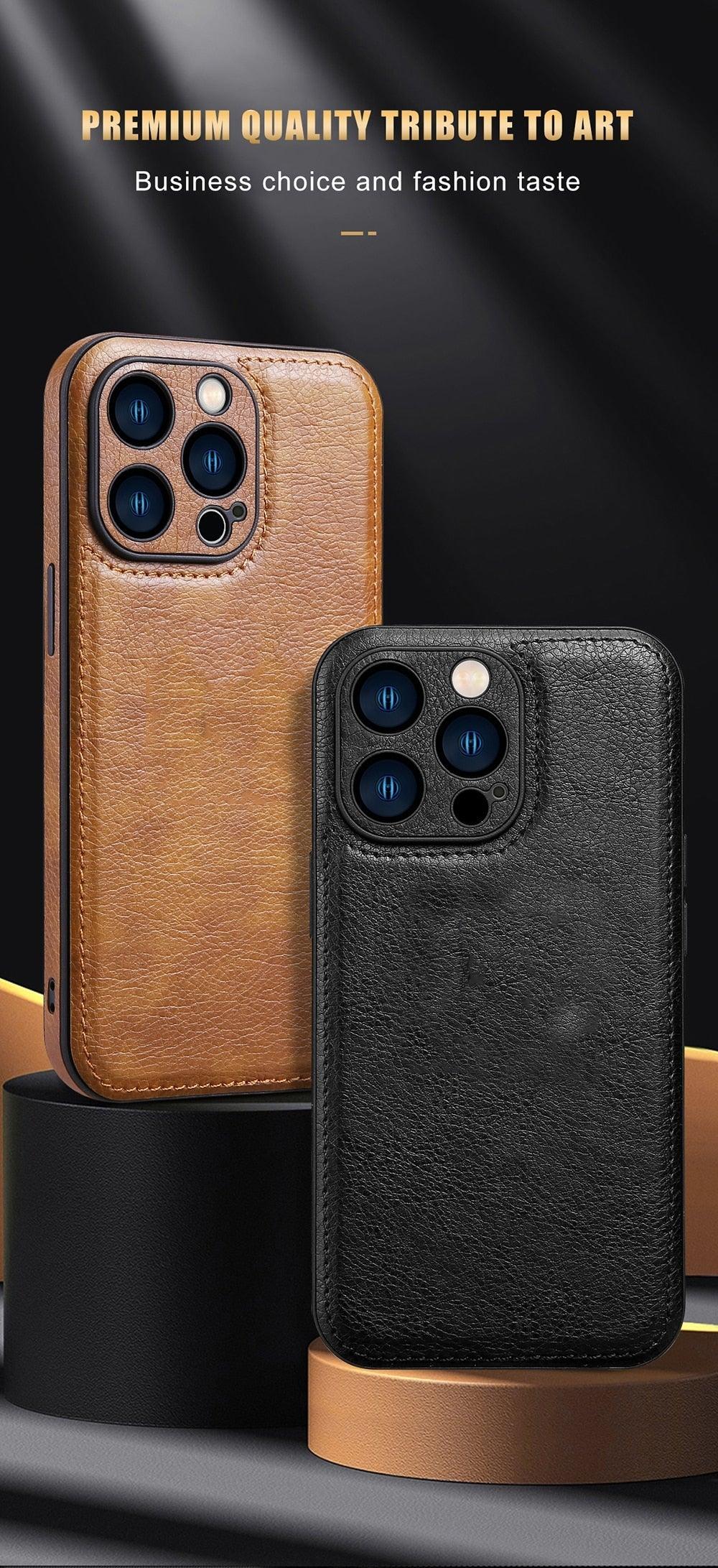 Étui de Téléphone en Cuir PU de Luxe Pour iPhone 14 13 Pro Max 12Pro 11Pro Max 13 12 Pro XS MAX XR X SE 7 8 plus Coque Arrière Tendance Étui Arrière en Cuir pour iPhone 14 Pro Housse Antichoc pour iPhone