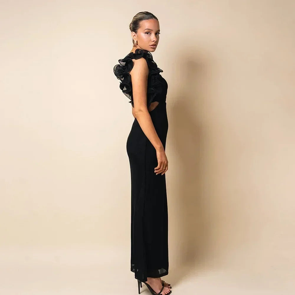 Robe Articat élégante sans manches à épaule asymétrique fleurie pour femme Printemps/Été 2025 Sexy en maille moulante Robe de soirée/cocktail