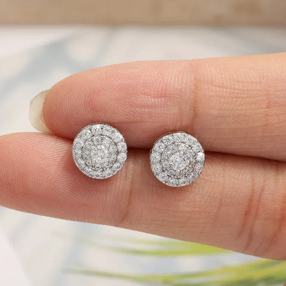 TrendMen Boucles d'oreilles clous rondes en cuivre Hiphop Rock Zirconium Pour Homme Garçon Couleur Argent Métal Cristal Boucle d'oreille Fête Bijoux D'oreille Cadeaux
