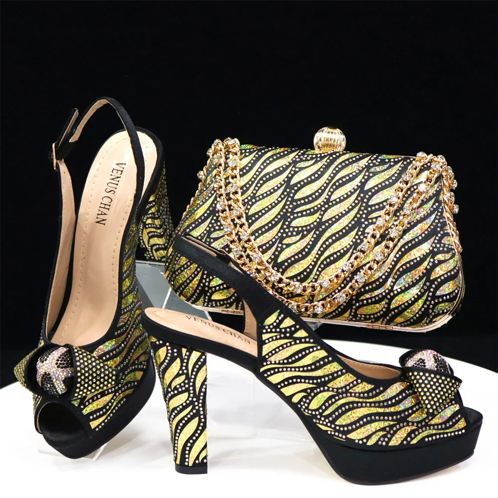 Ensembles Chaussures et Sacs Italiens pour Soirée avec Pierres ED1-60