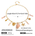 Collier pendentif conque Zora style vacances d'été colorées, pour femme, en acier inoxydable plaqué or 18 carats, multi-breloques, bijoux de mode