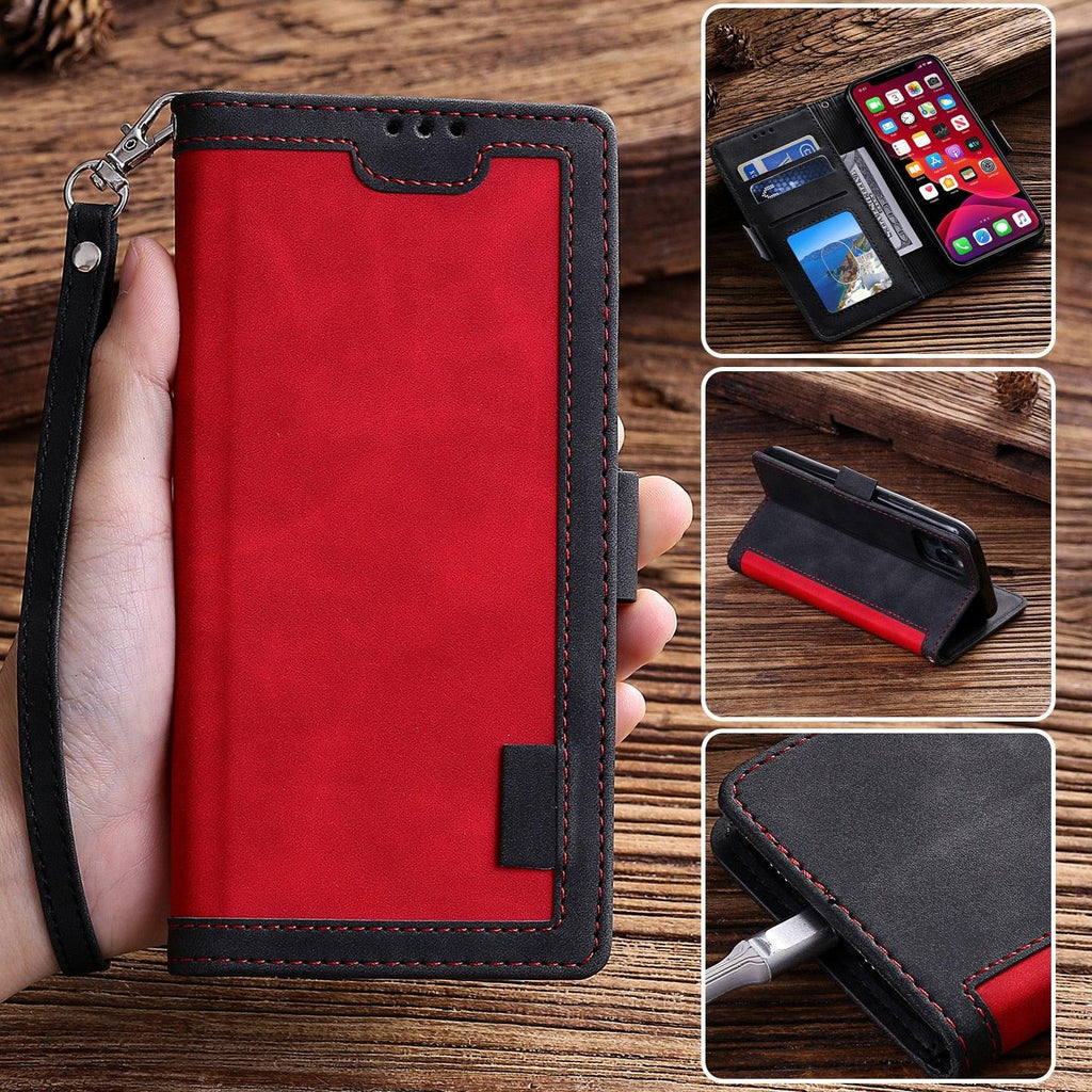 Étui portefeuille de luxe en cuir magnétique à rabat pour iPhone 14 13 12 Mini 11 Pro SE, avec porte-cartes, béquille, fentes pour cartes et argent, protection intégrale à 360°