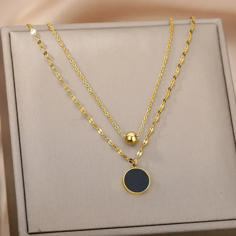 Collier multicouche cœur en acier inoxydable 316L pour femmes et filles, gothique, couleur or, chaîne de clavicule, pendentif ras du cou, cadeau d'anniversaire