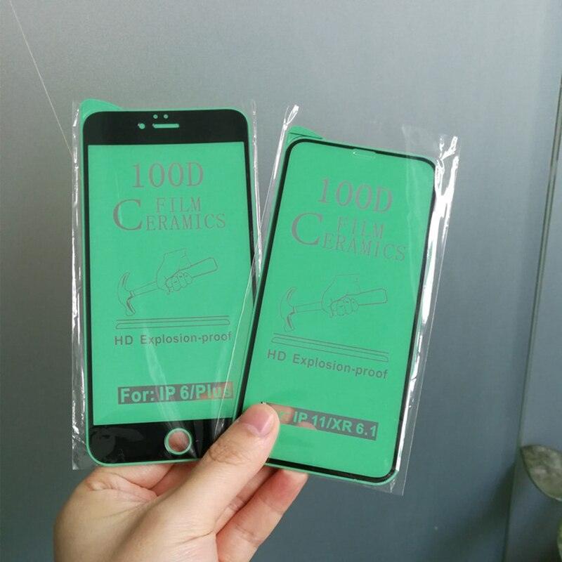 3 Films en Verre Trempé Céramique de Protection 100D pour iPhone 14 13 12 Mini 11 Pro XR XS Max X 8 7 Plus SE 2020, Film de Protection d'écran Souple en Série Verre Trempé