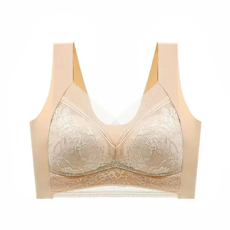 Soutien-gorge Grande Taille Femme L-5XL, Push-Up, Soie Glacée Sans Couture, Bralette Dentelle Sans Armature, Soutien-Gorge d'Été Grande Taille, Lingerie, Sous-vêtement 15019