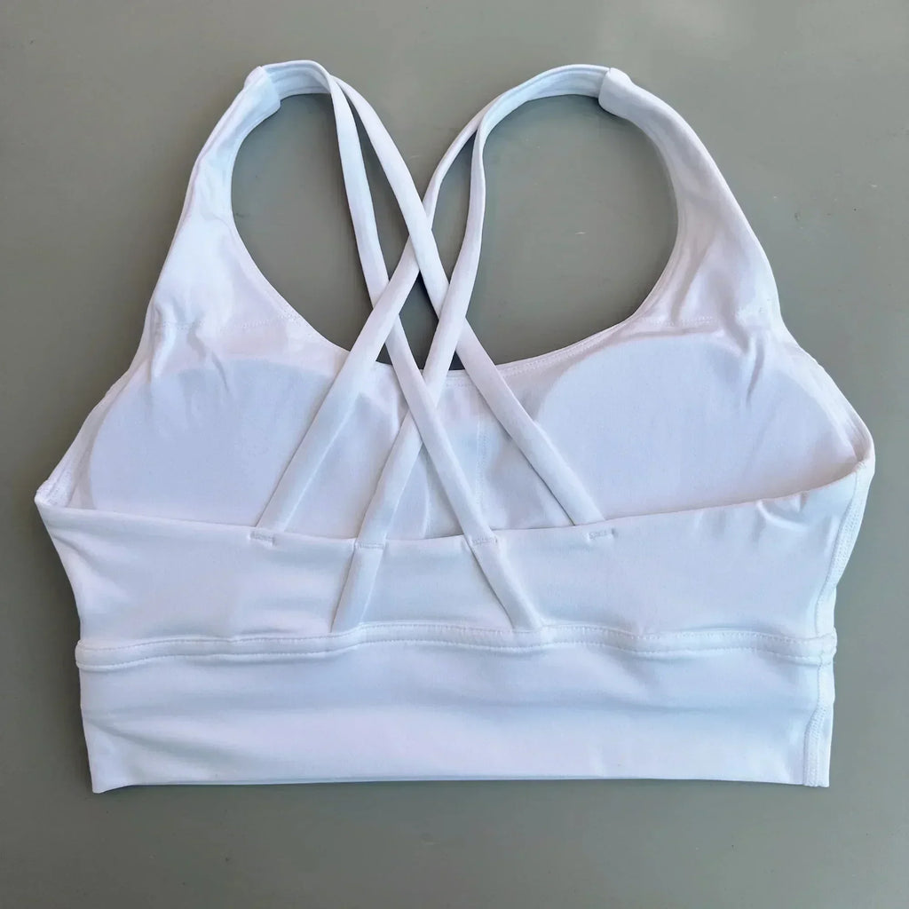 Soutien-gorge de sport uni pour femme, doux, haute résistance, haut moulant d'entraînement complet, gym, yoga, avec coussinets de poitrine