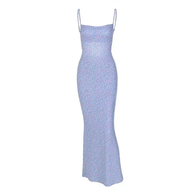 Robes sexy et élégantes pour femmes, style bohème, printemps-été, fines bretelles imprimées, dos nu.