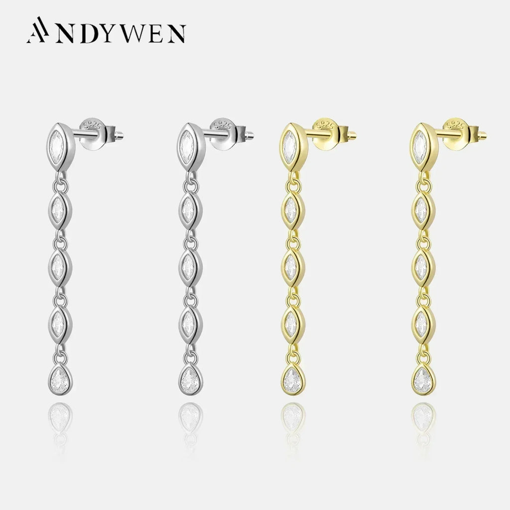 ANDYWEN 100% Argent Sterling 925 Or Piquant Boucle d'Oreille Chaîne Ovale Casier Boucle d'Oreille Femme Pendientes Luxe Beaux Bijoux 2023 Clips