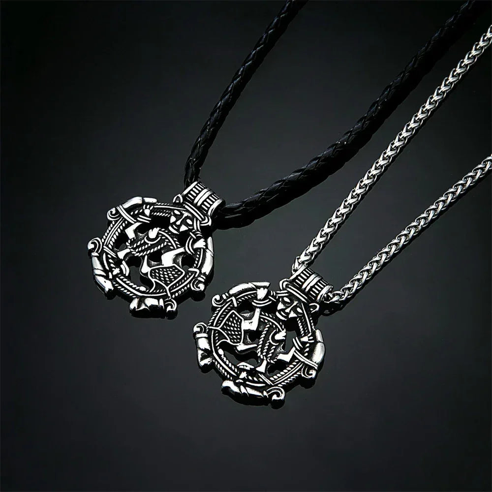 Colliers Viking Vintage Loki Creux Hommes Acier Inoxydable Mythologie Nordique Pendentif Trinité Amulette Bijoux Scandinaves Cadeaux Hommes