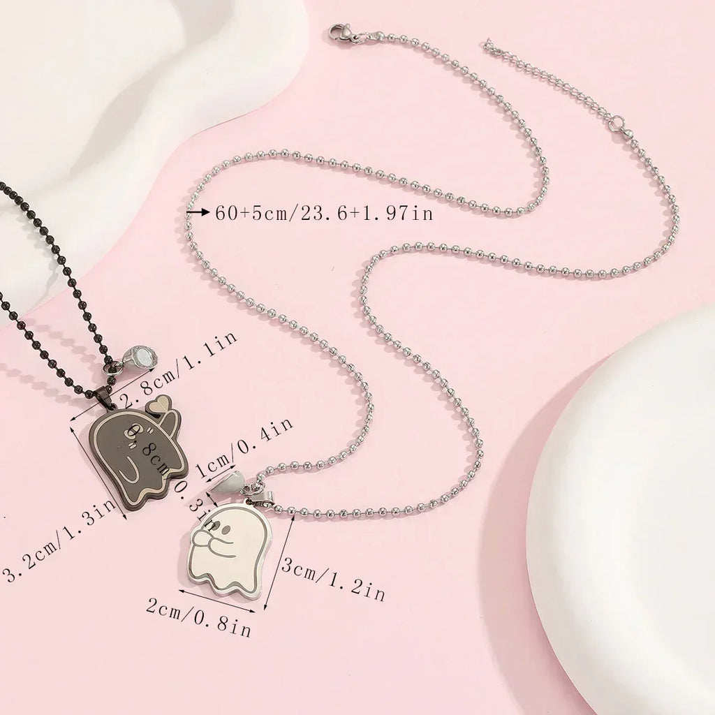 Collier de couple cœur lumineux en acier inoxydable simple à offrir en cadeau