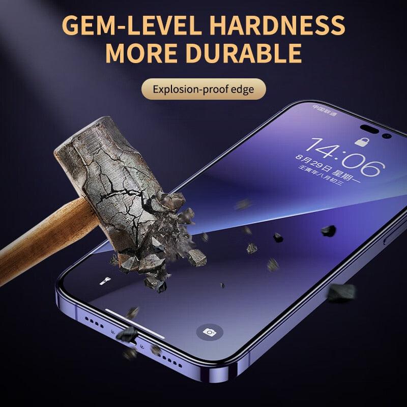 Lot de 4 verres trempés de protection pour iPhone 14 13 12 11 Pro Max Mini, protecteur d'écran sur iPhone 14 Plus 11 X XR XS Max 6 7 8, verre de qualité militaire antichoc et anti-jaunissement