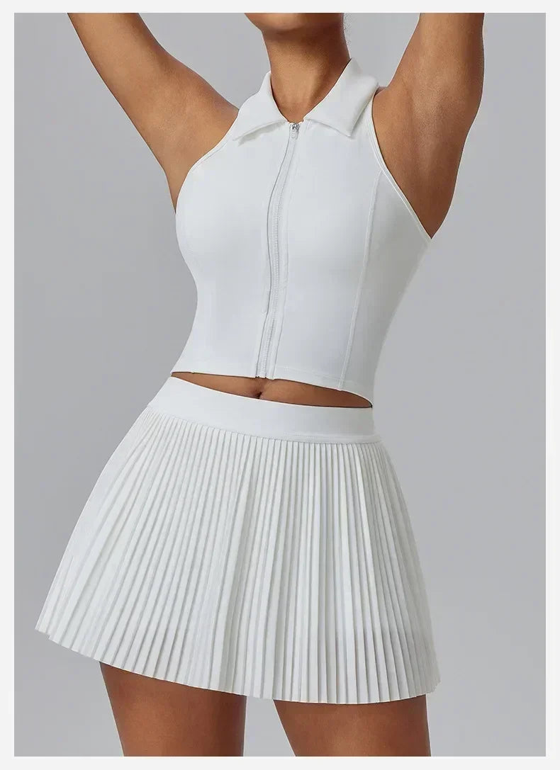 Jupe de sport florale à prix réduit pour femmes Jupe-culotte de tennis-badminton à séchage rapide Jupe plissée mi-longue de fitness avec short