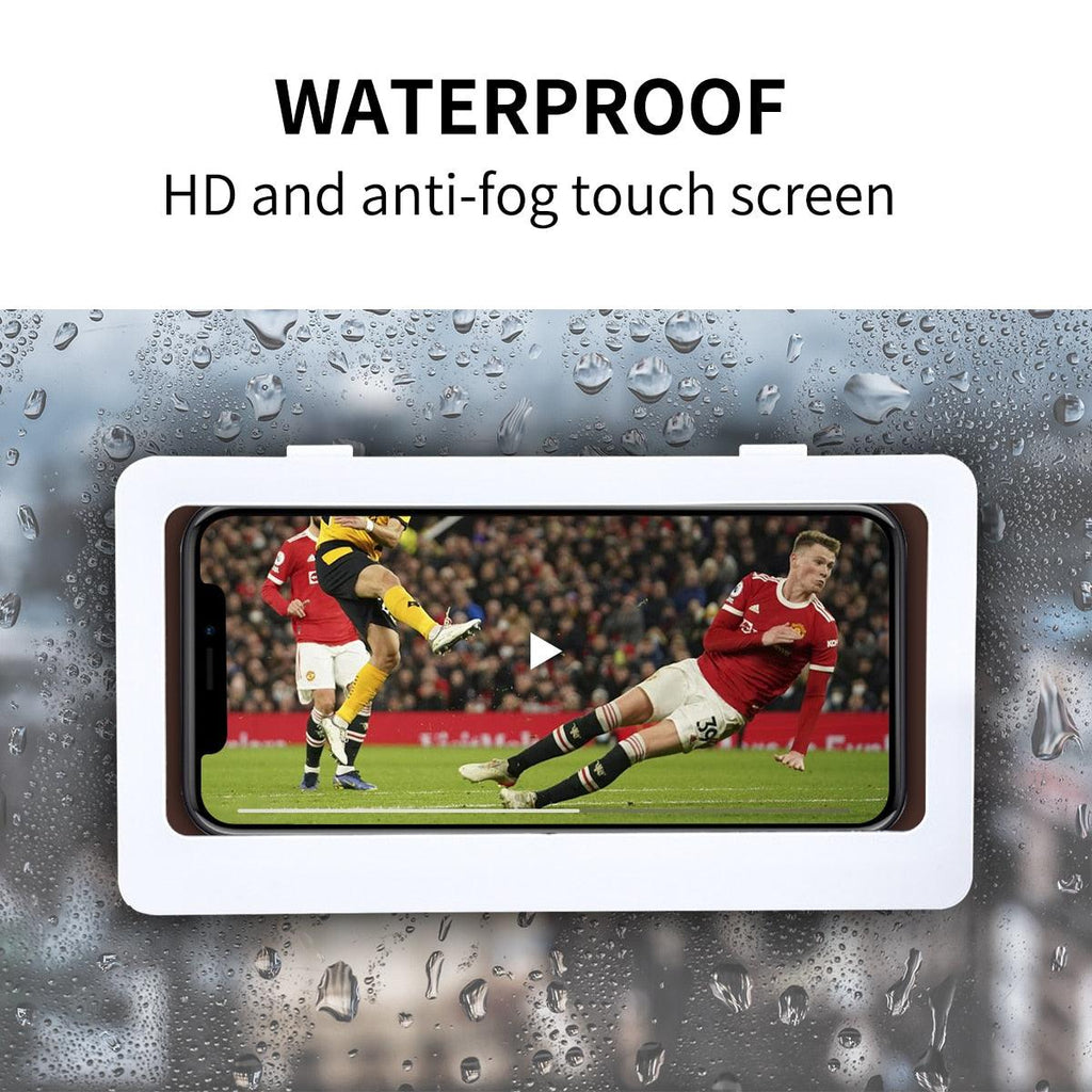 Support de téléphone blanc Étui de téléphone étanche Support de téléphone de douche de salle de bain Boîte de support mural de douche Support de boîtier étanche antichoc intégral Étui de protection transparent