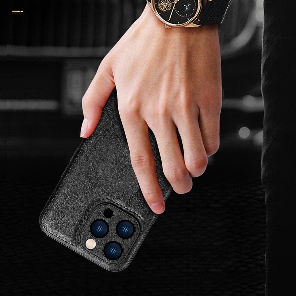 Étui de Téléphone en Cuir PU de Luxe Pour iPhone 14 13 Pro Max 12Pro 11Pro Max 13 12 Pro XS MAX XR X SE 7 8 plus Coque Arrière Tendance Étui Arrière en Cuir pour iPhone 14 Pro Housse Antichoc pour iPhone