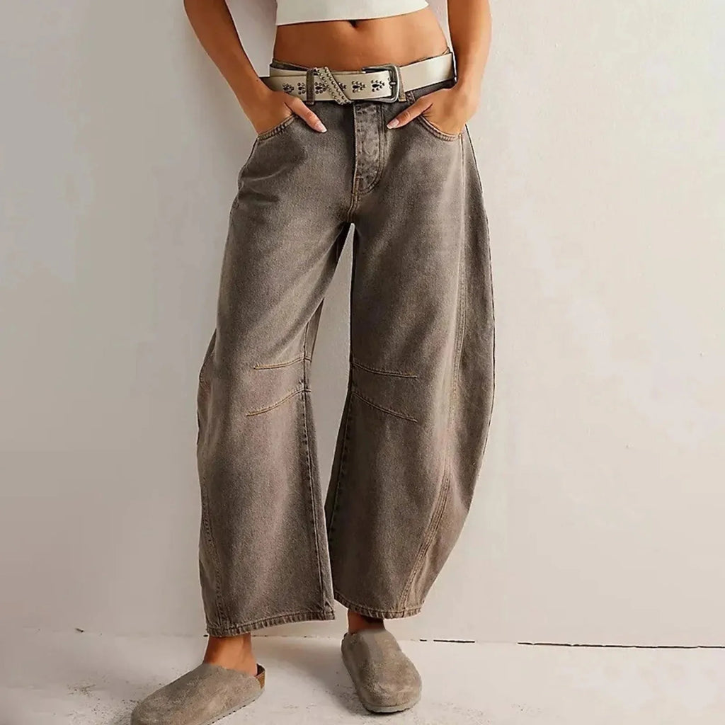 Jean Large Taille Mi-Haute Y2K Femme – Style Streetwear Années 90