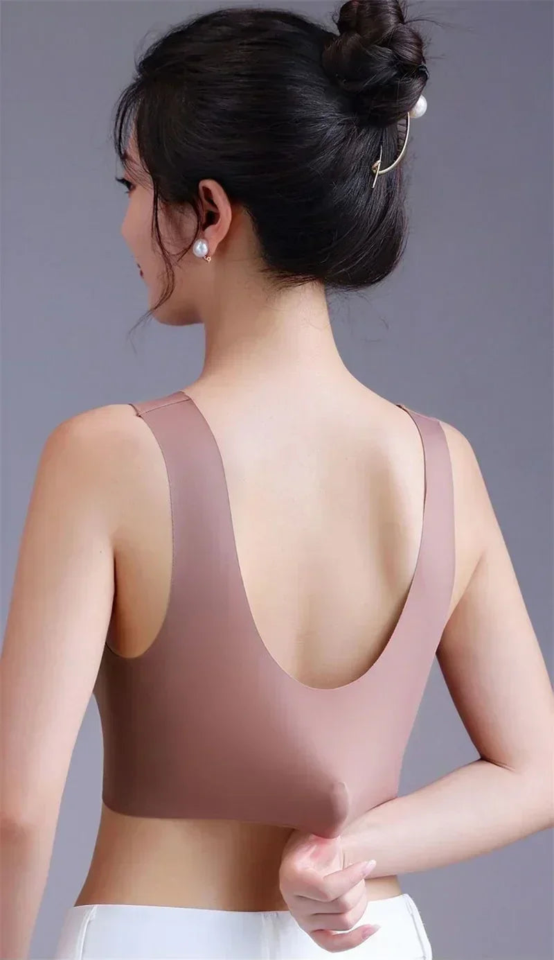 Soutien-gorge Grande Taille Femme L-5XL, Push-Up, Soie Glacée Sans Couture, Bralette Dentelle Sans Armature, Soutien-Gorge d'Été Grande Taille, Lingerie, Sous-vêtement 15019