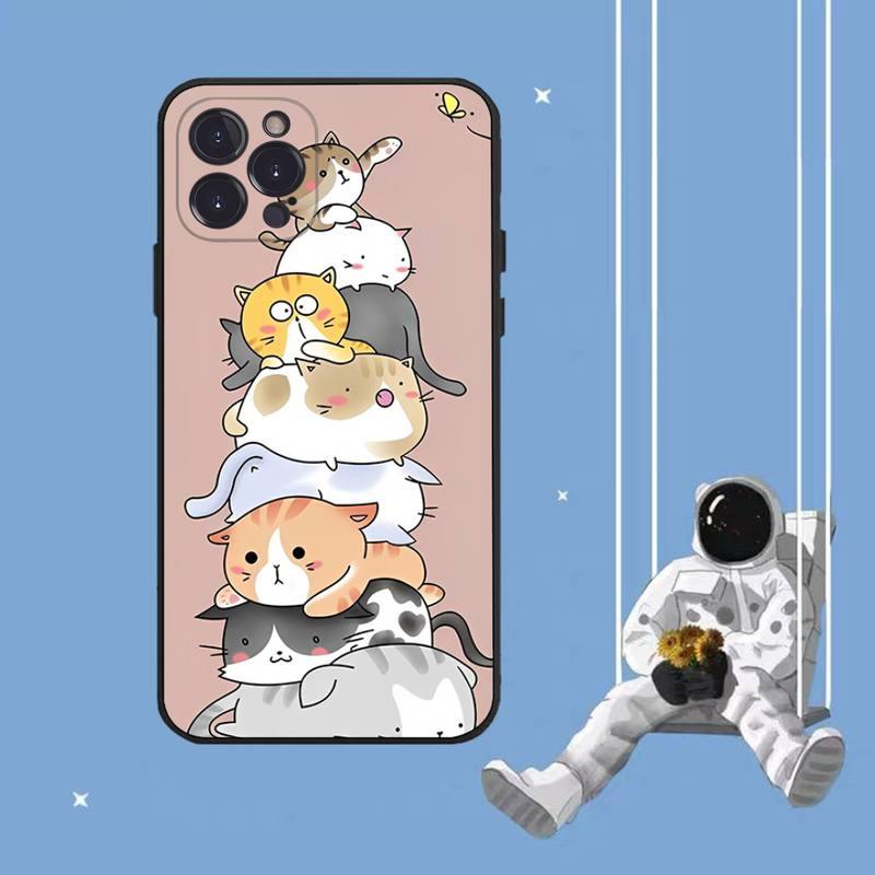 Coque de Téléphone Chat Mignon Art Pour Iphone 8 7 6 6s Plus X Se 2020 Xr Xs 14 11 12 13 Mini Pro Max Coque de Téléphone Portable Housse de Protection Souple Transparente Compatible Pour Iphone