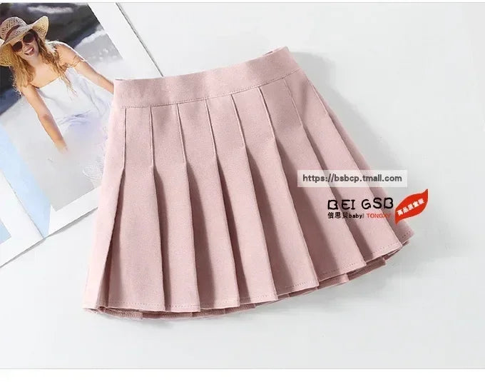 1 jupe plissée printemps-été pour filles, jupe trapèze élastique pour étudiantes, jupes JK style collège pour enfants, jupes courtes mode pour enfants