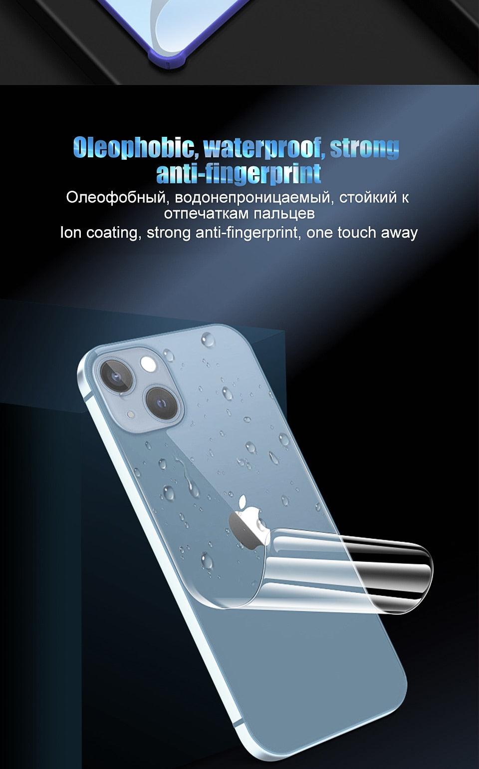 Film arrière de protection intégrale pour iPhone 14 13 11 12 Pro MAX Mini, protecteur d'écran XR X XS Max 7 8 6S Plus SE Accessoires, film arrière antichoc de protection d'écran intégrale