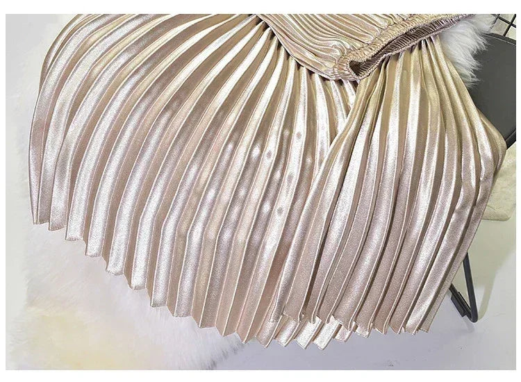 Jupe plissée classique en velours doré Taille haute style rétro Mode Femme de bureau Jupe longue plissée Jupe en velours d'hiver 90cm de long