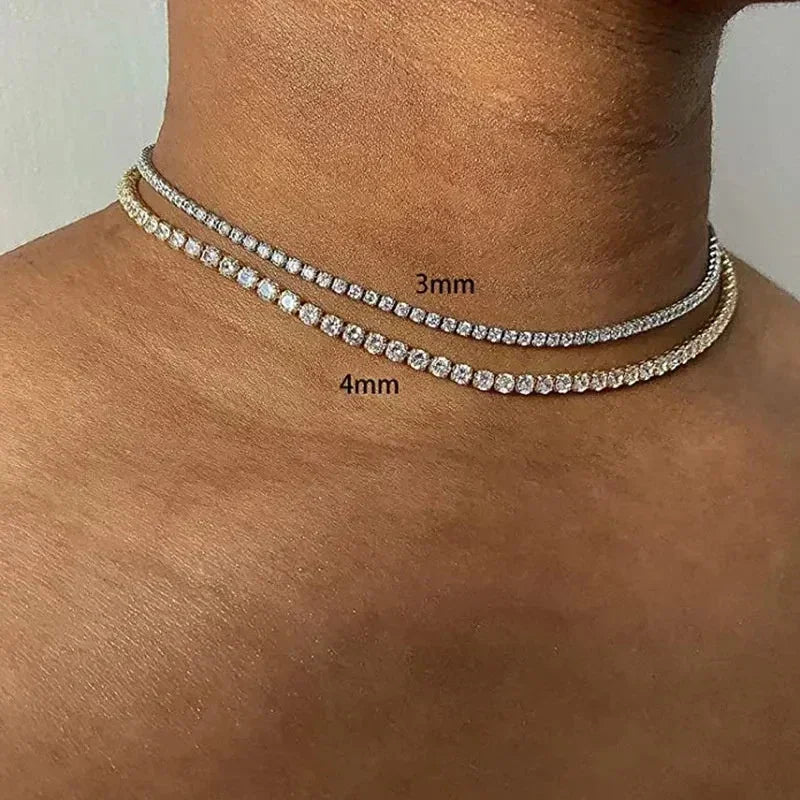 Nouveau collier ras du cou chaîne S925 en argent sterling hip-hop avec pendentifs CZ complets pour femmes, bijoux fins de luxe en zircon cubique AAA, accessoires courts