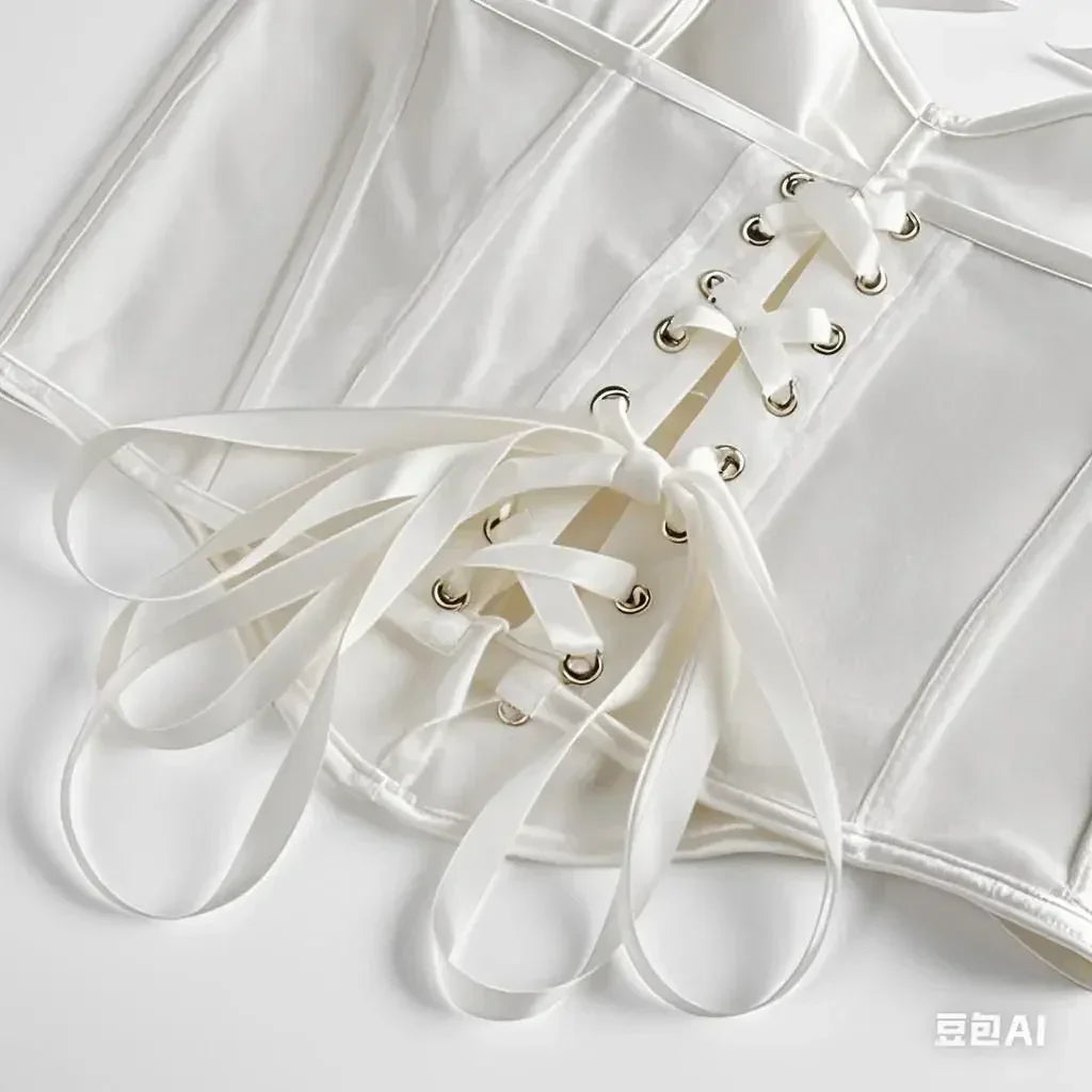 Corset élégant en satin blanc uni avec nœud, bustier sexy, haut court pour mariée, style victorien gothique, pour femmes, taille XXL