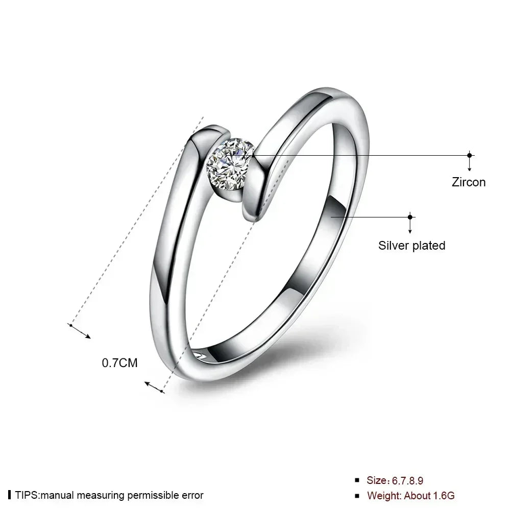 Bague en argent sterling 925 pour femme, tailles 7 à 10, fine, simple, zircon brillant, bijoux de mode, cadeau de mariage, breloque, accessoires de fête, vente en gros
