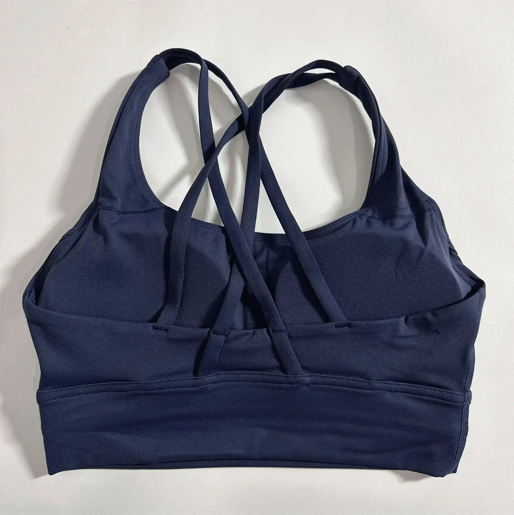Soutien-gorge de sport uni pour femme, doux, haute résistance, haut moulant d'entraînement complet, gym, yoga, avec coussinets de poitrine