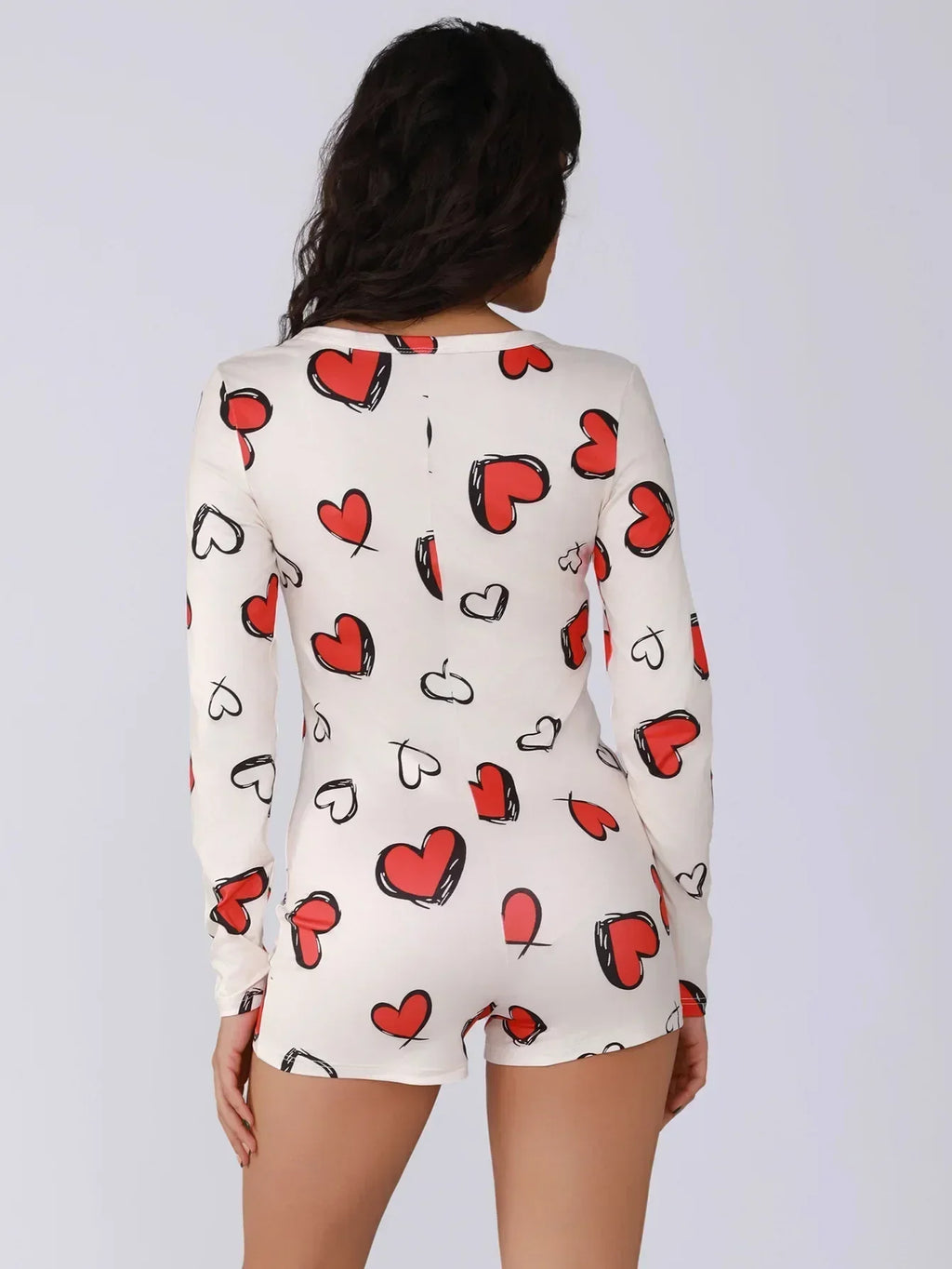 Combinaison une pièce pour femme, pyjama sexy pour fille, imprimé numérique cœur, ensemble manches courtes, short, vêtement d'intérieur