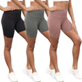Lot de 3 shorts de motard taille haute super doux pour femmes, contrôle du ventre, non transparents, pour l'entraînement, le yoga, la course, le fitness, le push-up